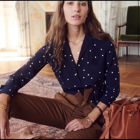 Sezane Tops - Sezane Silk Pajama style blouse